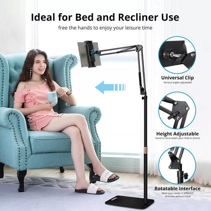 155cm Free Standing Adjustable Mount Holder Universal For iPad iPhone