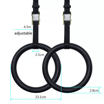 Professional Gymnastic Rings Fitness Ring Adjustable Straps Workout Gear 28MM