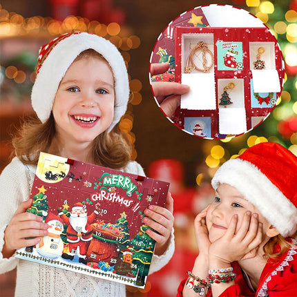 Christmas Advent Calendar Bracelet 24 Days Countdown Calendar DIY Charm Beads Red