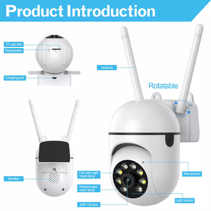 360° Security Camera System Outdoor Home Wifi Night Vision Cam 1080P HD Wireless
