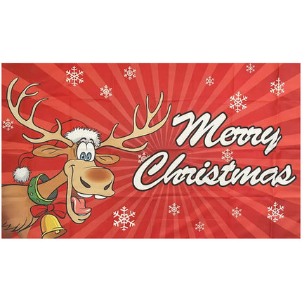 Merry Christmas Flag Large Rudolph Reindeer Flag 150 x 90cm