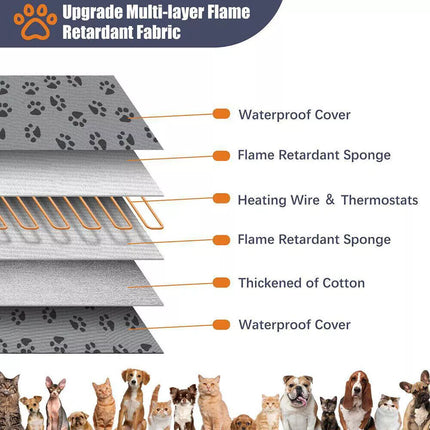 Pet Dog Cat Bunny Electric Heat Heated Heating Heater Pad Mat Blanket Bed