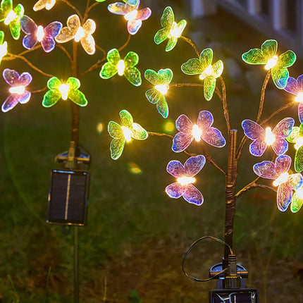 2 PACK 12LEDs Solar String Lights Butterfly Fairy Lamp Outdoor Garden Party Decor