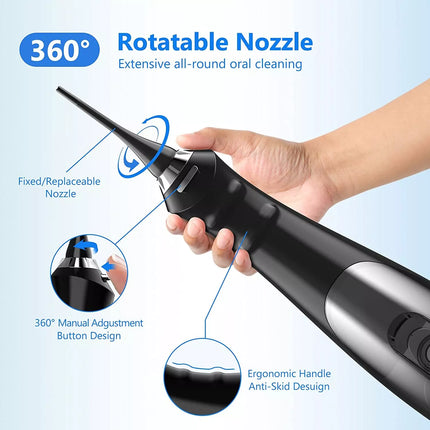 Cordless Water Flosser Dental Oral Irrigator Floss Pick Teeth Cleaner w/Jet Tips Black