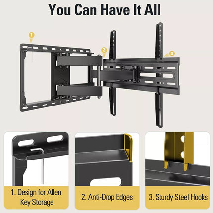 Full Motion TV Wall Mount Bracket Swivel LED LCD 32 40 43 50 55 60 65 70 75 Inch