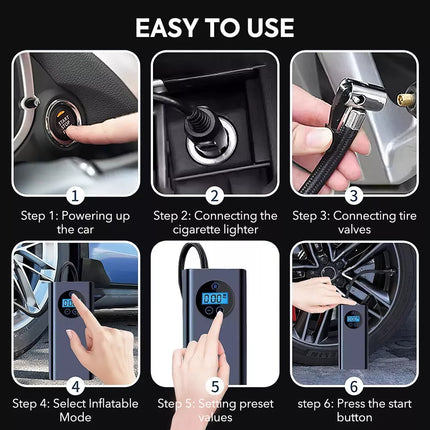 8000mAh Battery Rechargeable Portable 12V Car Tire Inflator Tyre Electric Pump
