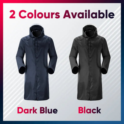 Waterproof Rain Jacket Coat Raincoat Hooded Long Trench Hiking Outdoor Unisex Oz  Dark Blue