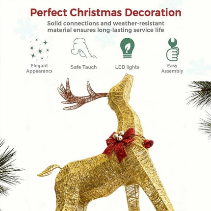 4.2ft Christmas Decoration Reindeer LED Lights Light up Solar Iron Frame Door De
