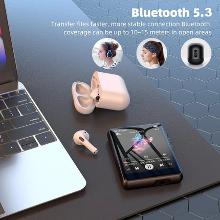 Portable Bluetooth 5.3,MP3 Touch Scree Music Player FM Radio Support 64GB