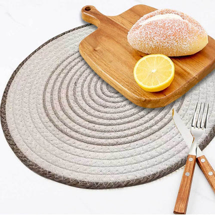 2X 35cm White Coaster Round Thread Hand Woven Coffee Wine Tea Mat Non-slip Placemat Kitchen Au