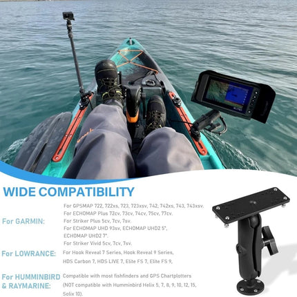 Medium Arm Marine Electronic Depth Finder Mount for Garmin, Raymarine, Lowrance