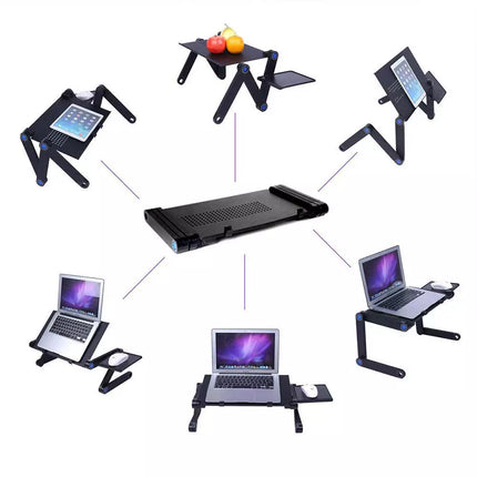 Portable Foldable Laptop Stand Desk Table Tray Adjustable Bedside w Mouse Pad