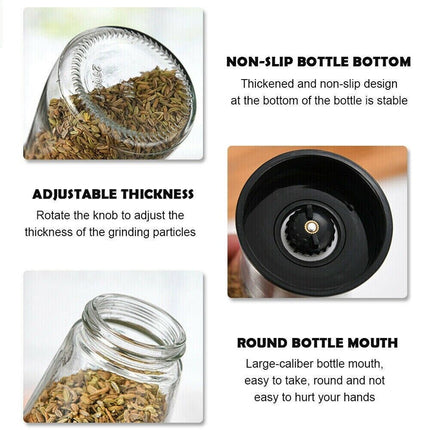 Small Stainless Steel Salt and Pepper Grinder Manual Ceramic Mills Glass Kitchen