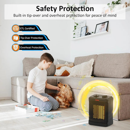 Ceramic Space Heater Mini Electric Portable with Handle- Ideal 1800W