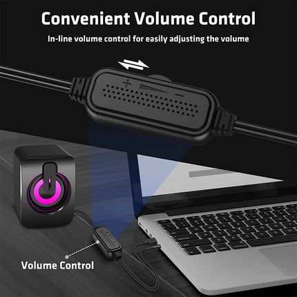 USB Wired Computer Speakers for Desktop PC Laptop Stereo LED RGB Light Soundbar