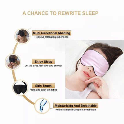 100% Pure Silk Sleeping Eye Mask Sleep Soft Blindfold Lights Out Travel Relax Pink