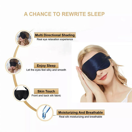 100% Pure Silk Sleeping Eye Mask Sleep Soft Blindfold Lights Out Travel Relax Navy