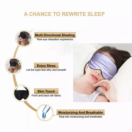 100% Pure Silk Sleeping Eye Mask Sleep Soft Blindfold Lights Out Travel Relax Purple