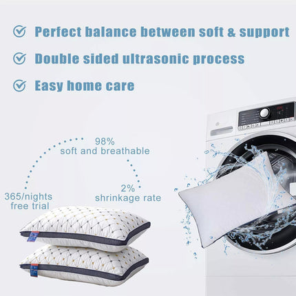 Hotel Quality Cotton Pillows Ultra Plush Home Bed Standard Pillows Twin Pack
