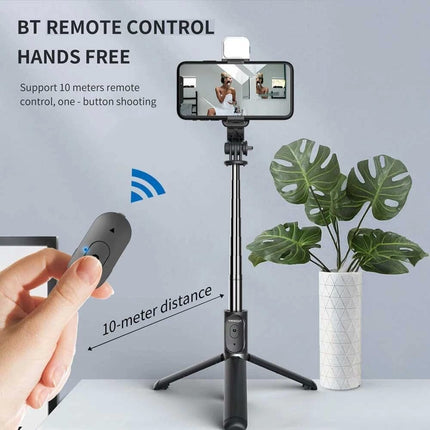 Flexible Tripod Holder Stand Selfie Stick Bluetooth Remote with fill light