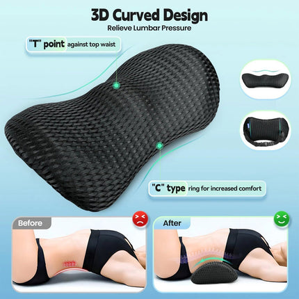 Car Seat Cushion Memory Foam Coccyx Orthopedic Lumbar Back Pillow Pain Relief