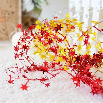 6 Color 7.5M Christmas Hanging Star Pine Tree Garland Rattan Xmas Party Wedding Ornament