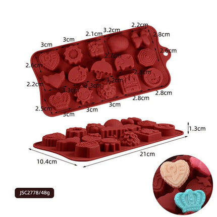 3 Pcs Silicone Chocolate Mould Cake Ice Tray Jelly Candy Cookie Baking Multi Moulds