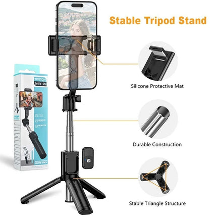 Selfie Stick Travel Tripod for Cell Phone with Remote Control Holder Vlog Stream