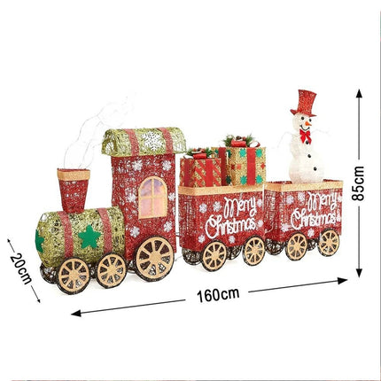 Lighted Christmas Decorations 3 Trains Snowman Light up Front Yard Solar Powered