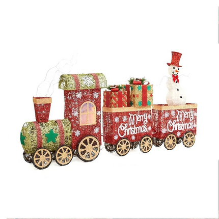 Lighted Christmas Decorations 3 Trains Snowman Light up Front Yard Solar Powered