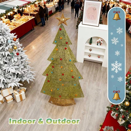 155cm iron made Christmas tree With LED Solar Powered Decorations Garden Lights