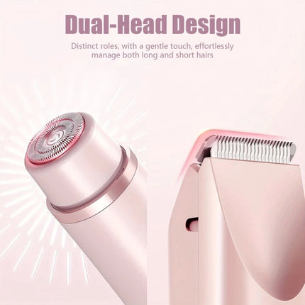 Dual Head Shaver Women, Electric Bikini Trimmer, Wet & Dry Use Hair Removal