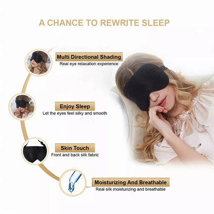 100% Pure Silk Sleeping Eye Mask Sleep Soft Blindfold Lights Out Travel Relax
