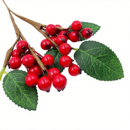 10pcs Christmas Red Holly Berry Leaf Decor Craft Artificial Berry Picks Gift Wrap