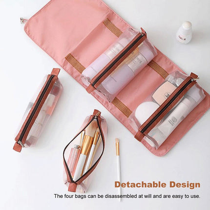 Large Capacity Travel Cosmetic Bag Organizer Makeup with Brushes Slots Dividers