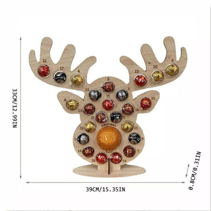 Party Elk  Chocolate Holder Christmas Advent Calendar Wooden Frame
