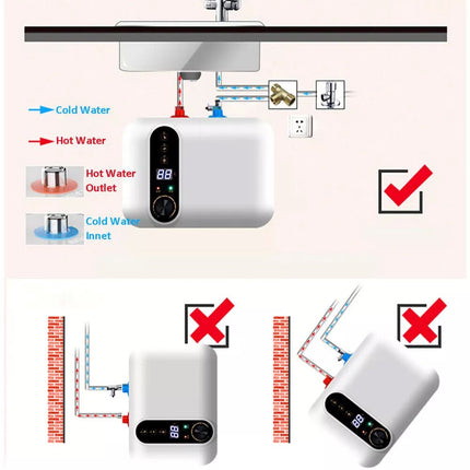 Portable Electric Mini 10L Hot Water System Heater 1500W Instant Under Sink Tap