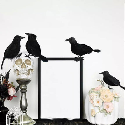 6X Halloween Crows Prop Black Realistic Raven Feathered Décor Spooky Party Home