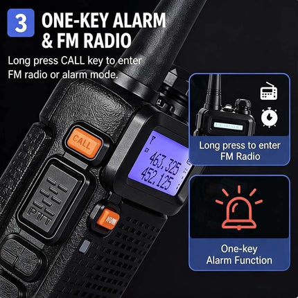 8w LCD Long Range UHF / VHF with Headsets Handheld Two Way Radio Walkie Talkie