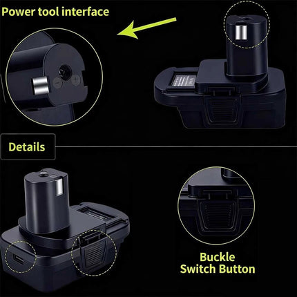 DM18RL Battery Adaptor Convert for Dewalt & Milwaukee To Ryobi 18V Power Tools