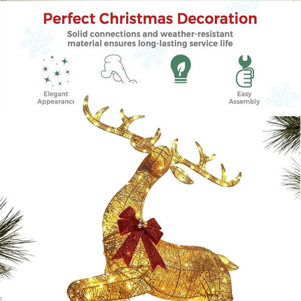 6ft Christmas Decoration Reindeer LED Lights Light up Solar Iron Frame Door De