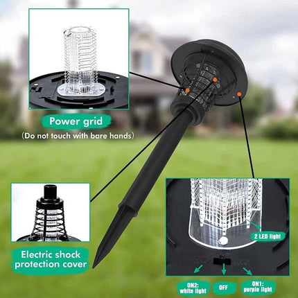 Solar Powered Zapper Lamp Light Outdoor Garden Mosquito Fly Bug Insect Killer