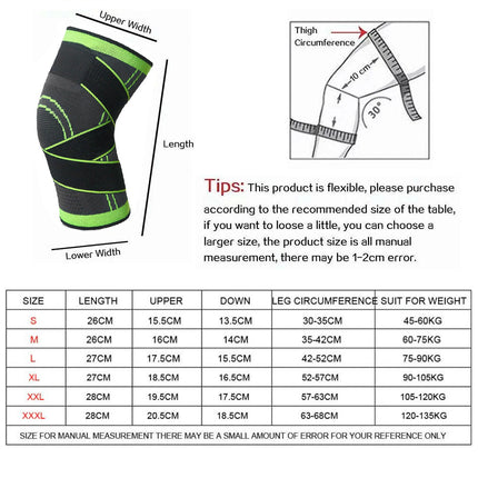 1Pcs Green 3D Knee Leg Brace Support Compression Sleeve Breathable Sports Jogging Running