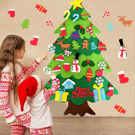 Felt Christmas Tree Set DIY with 32pcs Removable Ornaments Xmas Hand Craft Decor