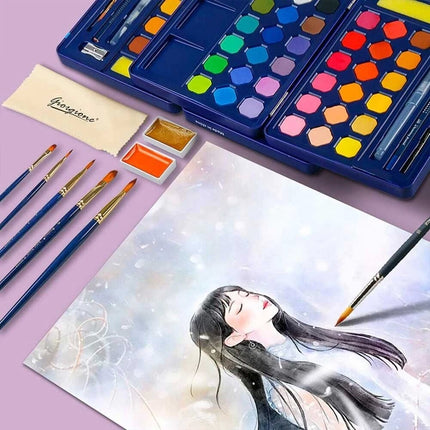 36 Solid Watercolor Paint Set Black Box Watercolour Pigments Art Paint Kit