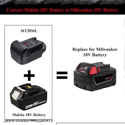 MT20ML Battery Adapter Convert Makita Bl1860 18V Li-ion Battery to Milwaukee M18