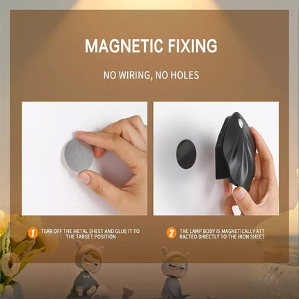 2 PCS Black Motion Sensor LED Night Light Body Induction Lamp USB Rechargeable Wall Mount