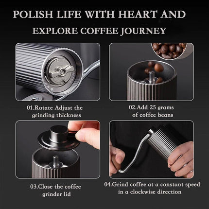 Manual Coffee Grinder Portable Stainless Steel Coffee Bean Grinders CNC Stainles