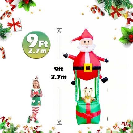 9ft Inflatable Christmas Santa Claus Hot Air Balloon Reindeer Xmas Decorations