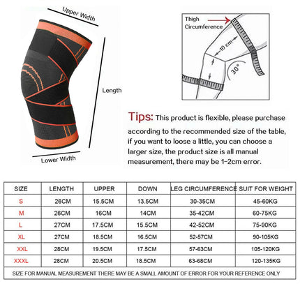 1Pcs Orange 3D Knee Leg Brace Support Compression Sleeve Breathable Sports Jogging Running